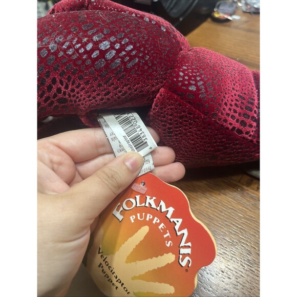 RARE Raptor Velociraptor Dinosaur Puppet Folkmanis Folktails Retired W/ All Tags - Picture 5 of 7